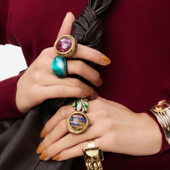 NWOT . Zara Limited Edition Green Round Glass Ring. Size S(12). - Picture 4 of 6